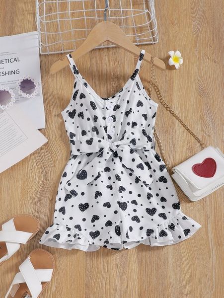

toddler girls allover heart print belted cami romper she, Blue