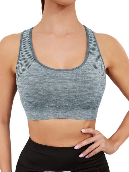 

high support contrast binding sports bra x0sh#, Gray