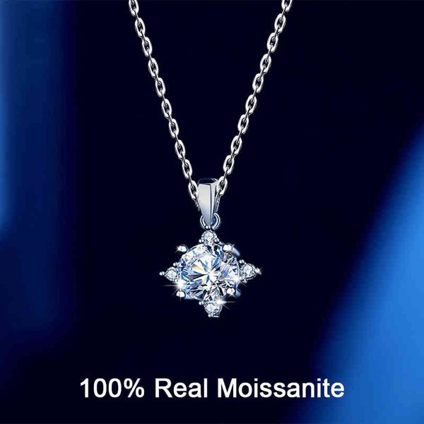 

925 sterling silver octagon star women 14k white gold moissanite meteor necklace birthday gift mother's day jewelry