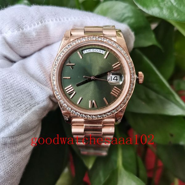 Slim Men Watch BP Maker Moda Relógios 40mm 228235 Rose Gold Verde Roman Dial 2813 Movimento Mecânica Mãos Automático Relógios Ao Ar Livre relógios de pulso