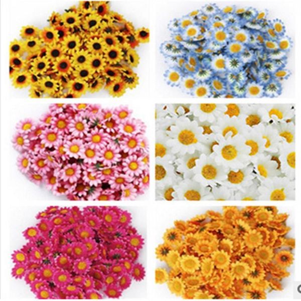 Ghirlande di fiori decorativi 100 pezzi 4 cm margherita bianca artificiale con centro giallo per la decorazione domestica della festa nuziale album fai da te decorativo