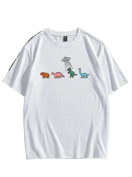 

romwe guys cartoon dinosaur graphic tee c1mt#, White;black