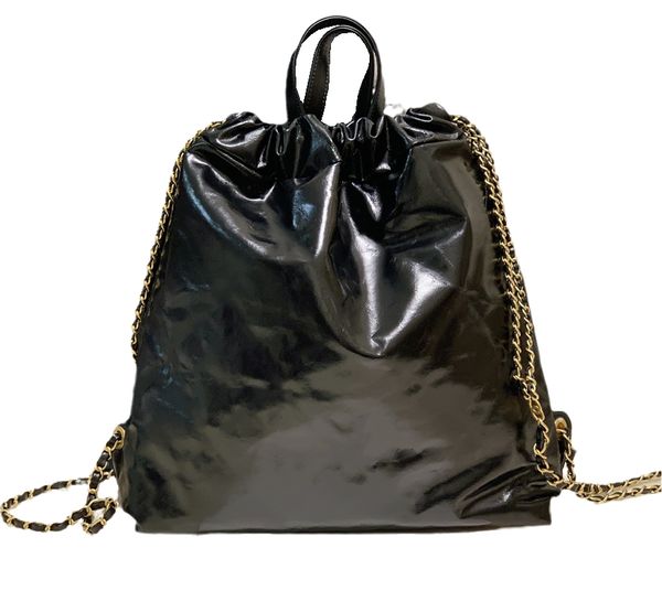 Designer de nível superior 22 mochilas de couro de bezerro brilhante acolchoadas com cordão bolsas clássicas de corrente com rosca de couro com alça dupla bolsas femininas bolsas femininas bolsa de embreagem