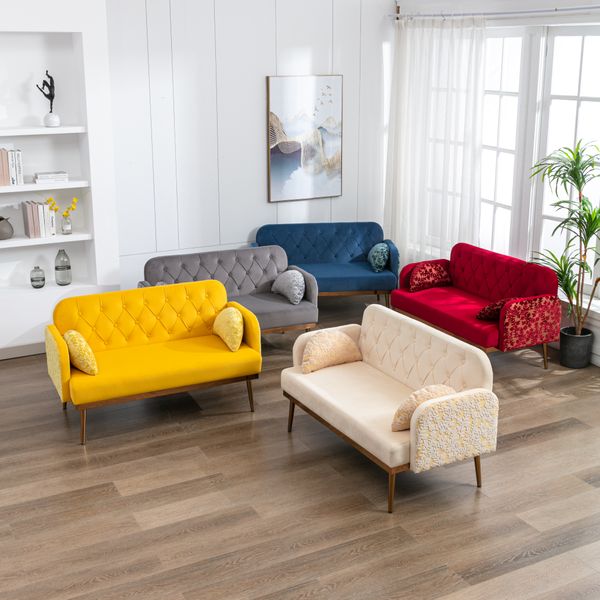 

living room furniture velvet sofa accent loveseat chair with metal feet