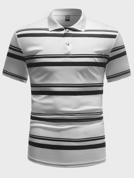 

men striped pattern polo shirt 114w#, White;black