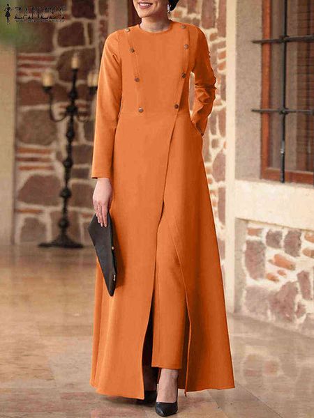 

women's solid maxi blouse suits zanzea elegant wide leg trousers suit casual baggy holiday tracksuit spring fahion 2 pieces sets t22072, Gray