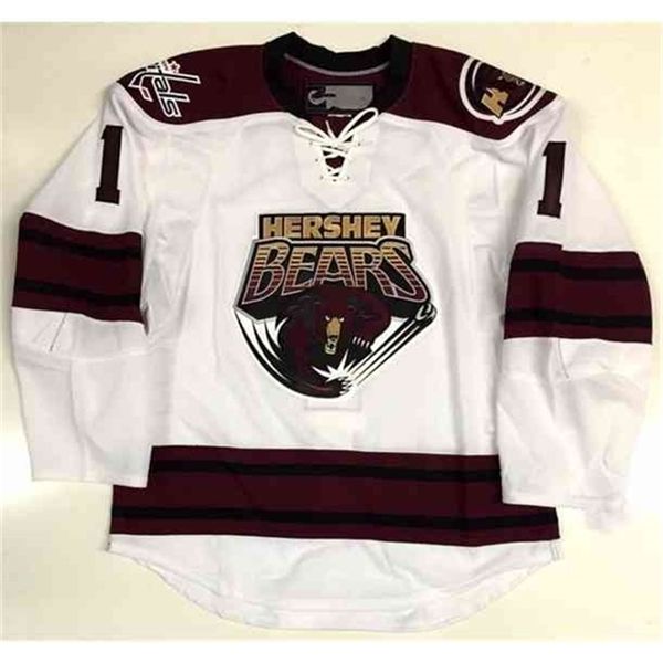 

c26 nik1 hershey bears #1 braden holtby men's hockey jersey embroidery stitched customize any number and name, Black