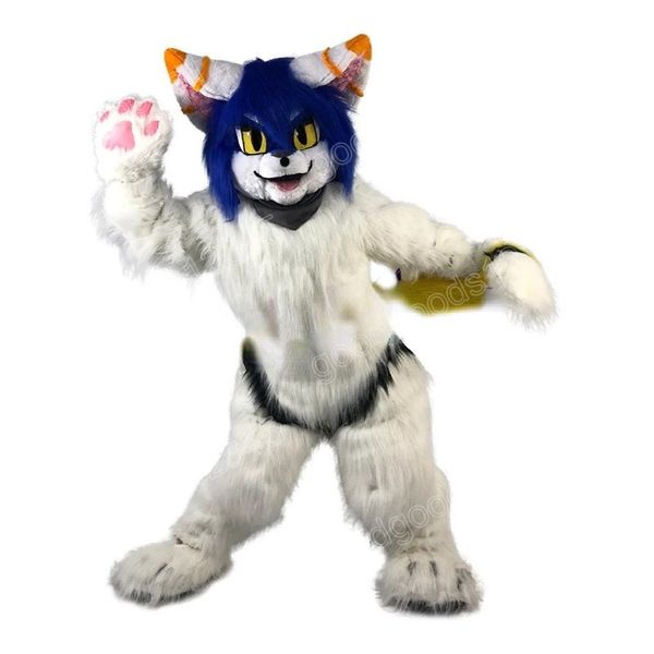 Performance White Husky Fox Mascot Trajes de Halloween Fancy Fanche Party Cartoon Carreno Carnival Xmas Publicidade Faculdade de Festas de Festas