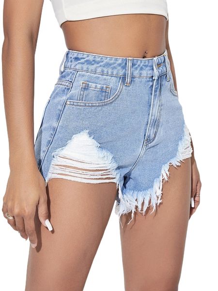 

ripped raw hem shorts n5qy#, White;black