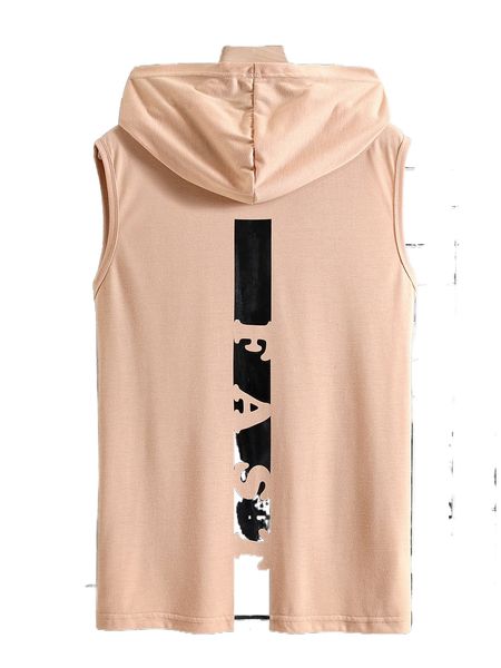 

men letter graphic hooded tank 27rz#, White;black