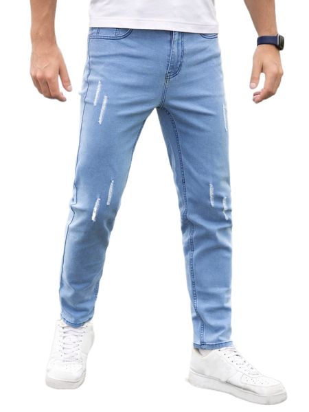 

men ripped slim jeans h2dt#, Blue