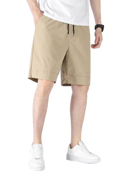 

men drawstring waist slant pocket shorts y31u#, White;black