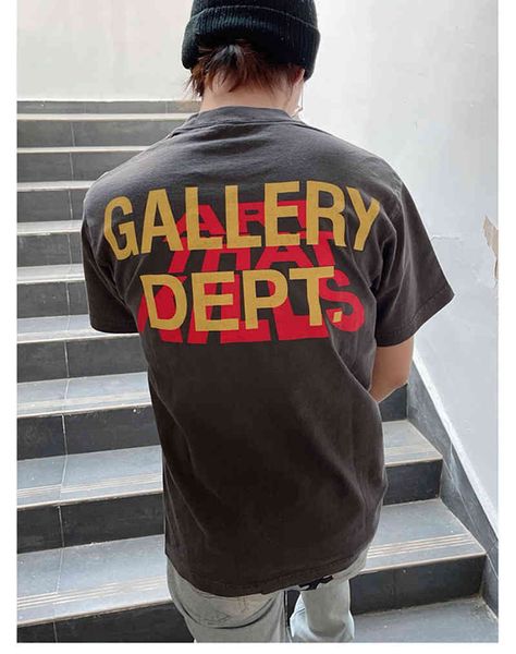 

t-shirt gary dept wash used atk rainbow cartoon letters men's and women's casual loose round neck short sleeve, White;black