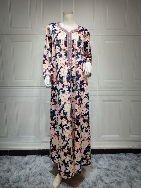 

middle east muslim ethnic clothing woman jalabiya dubai arab eid al fitr printed dress, Red