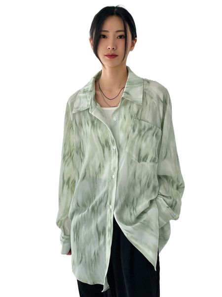

dazy tie dye pocket patched raglan sleeve blouse 25ki#, White