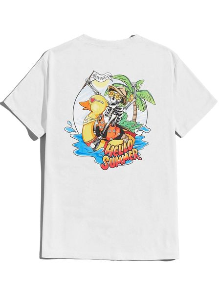 

romwe guys skeleton print tee x6xg#, White;black