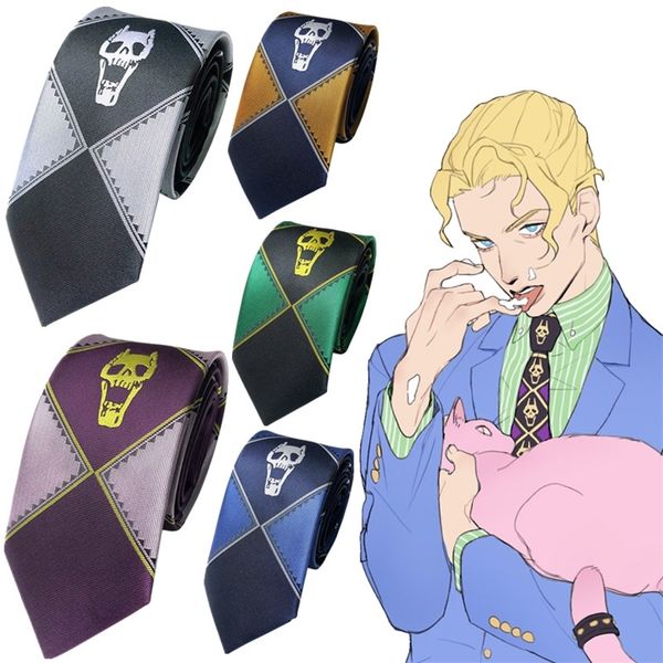 

jojos bizarre adventure kira yoshikage neckcloth cosplay costume tie killer queen skull neck heavens door necktie neckwear 220622, Blue;purple