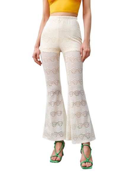 

flare leg open knit pants m5wc#, Black;white