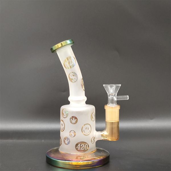 7 pollici Bong in vetro opaco Bong Narghilè Fumo Pipa ad acqua Bong Tabacco Fumo Gorgogliatore Tubi di fumo Bottiglie Bong Dab Rig Dimensioni 14mm Ciotola comune