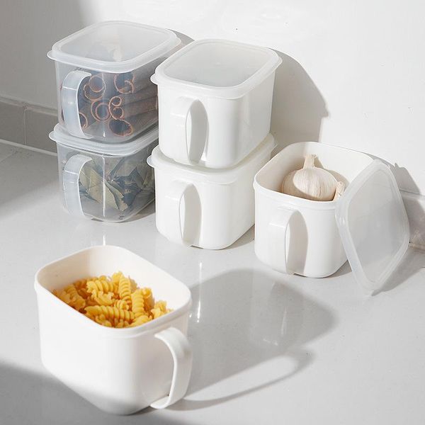 Хранение бутылки JARS кухонные пищевые контейнеры с ручкой холодильник свежую коробку пластиковые белые герметичные могут специя