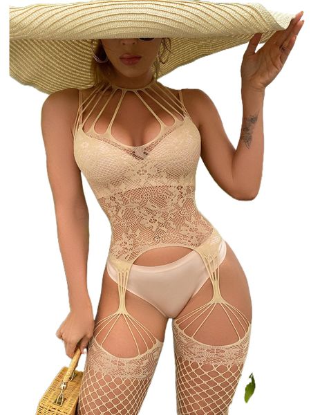 

cut out fishnet bodystocking r1km#, Black;red