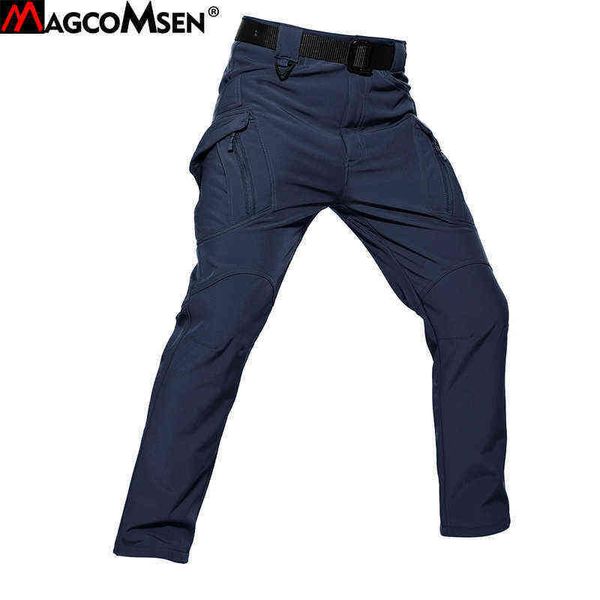 

men jeans magcomsen ix9 winter tactical pants thick warm military casual fleece softshell trousers multi pockets worker cargo 221223, Black