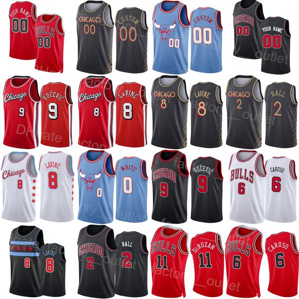 

men kids women screen printed basketball demar derozan jersey 11 zach lavine 8 lonzo ball 2 coby white 0 nikola vucevic 9 alex caruso 6 devo, Black;red