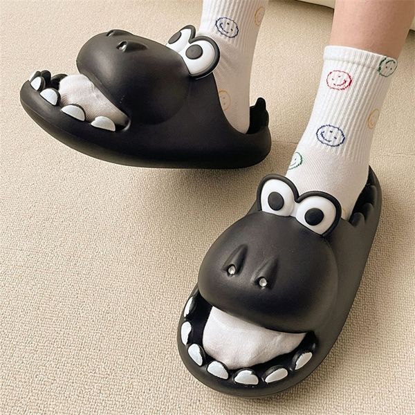 

bevergreen dinosaur slipper outdoor beach sandals men slides summer couple shoes nonslip indoor fun slippers 220620, Black