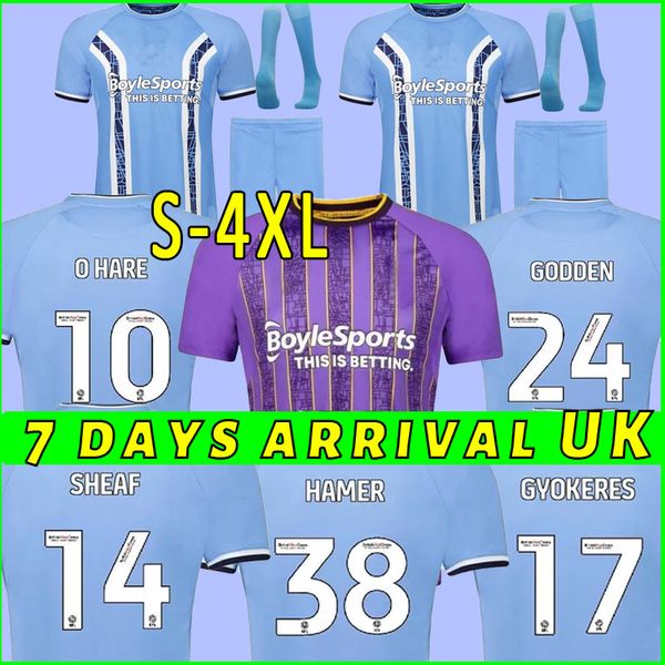 

22 23 coventry city soccer jersey o hare sheaf gyokeres godden hamer 2022 2023 home blue men kids kit football shirts camiseta de futbol, Black;yellow