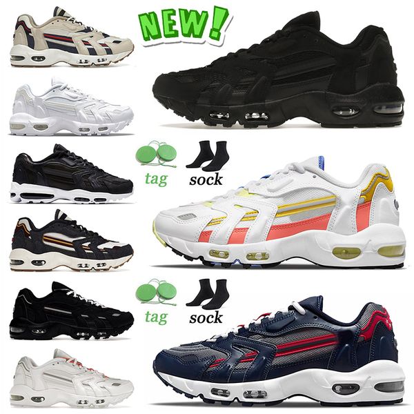 

new arrival 96s sports running shoes triple black white magic ember midnight navy beach blackened blue pure platinum mens women 96 og sneake, White;red