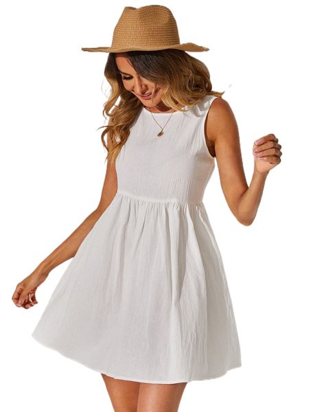 

solid keyhole back dress x2om#, Black;gray