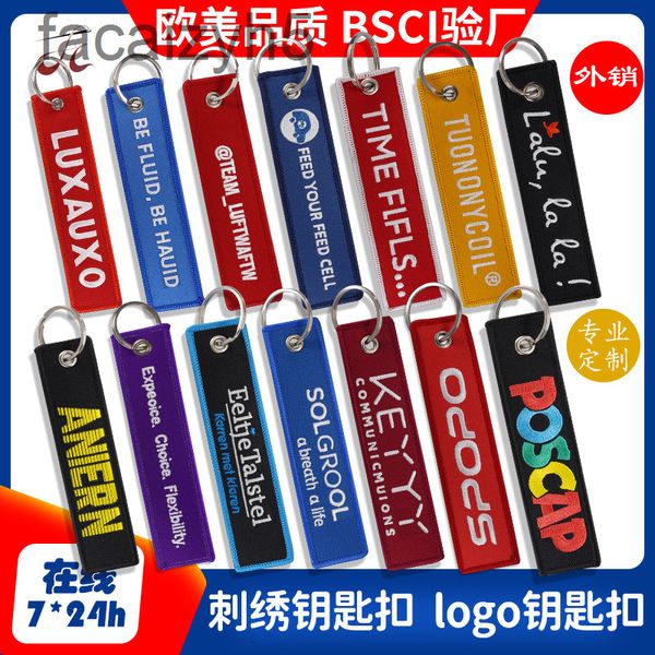 

other fashion accessories designer aviation embroidered key chain personalized double-sided trademark woven mark vxav, Silver