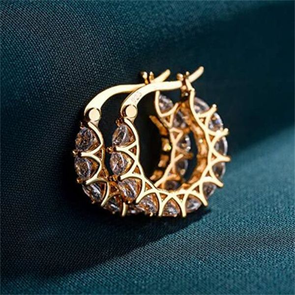 

zirconia women hoop charm earrings stylish girl accessories party daily wearable fashion jewelry gc1306, Golden