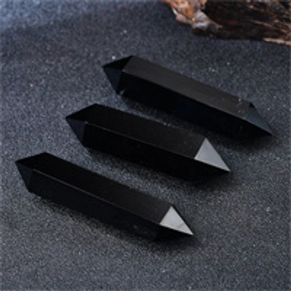 Natural Obsidian Quartzo DTS Crystal Point Reiki Cura Meditação Chakra Room Decoração Mão Feita Casa Dupla Torre Cristal Terminada