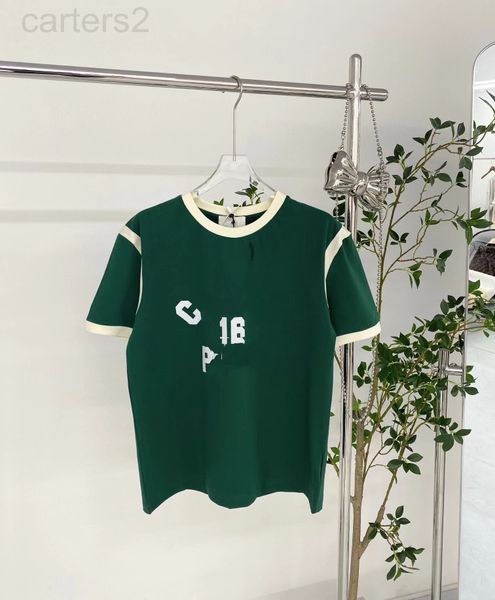 

women's t-shirt designer 22s summer new ce letter no. 16 digital flocking printed round neck color matching fashionable short sleeve wo, White