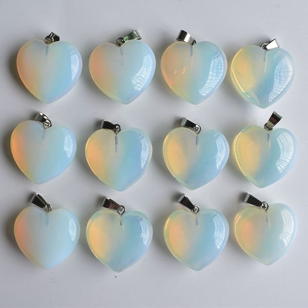

25mm fashion opal stone heart charms pendants for jewelry making, Bronze;silver