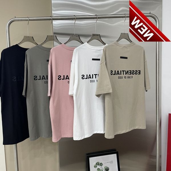 

50% off discount 2022 summer new fog ess multi thread back letter printing lovers' short t-shirt round neck pullover half sleeve, White;black