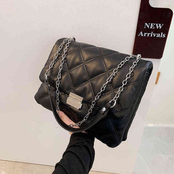 

evening bags vintage classical pu leather flap lock crossbody for women 2022 winter designer chain shoulder handbags 220517