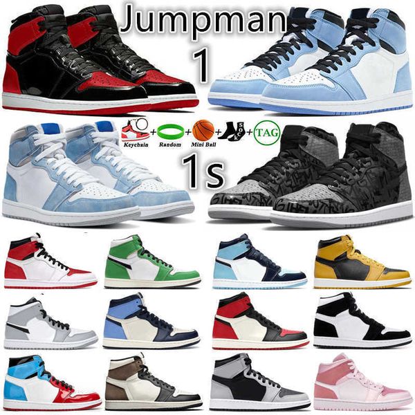 

1 1s mens basketball shoes sneakers bred patent rebellionaire university blue hyper royal heritage georgetown obsidian unc carbon fiber men, Black