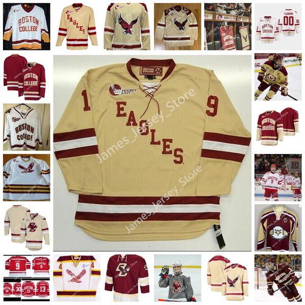 NCAA Ed Custom Boston College Eagles Hockey 6 Steven Santini 12 Alex Tuch 18 Colin White Miles Wood 9 Jack Eichel Christopher Brown Charlie Mcavoy Trikot