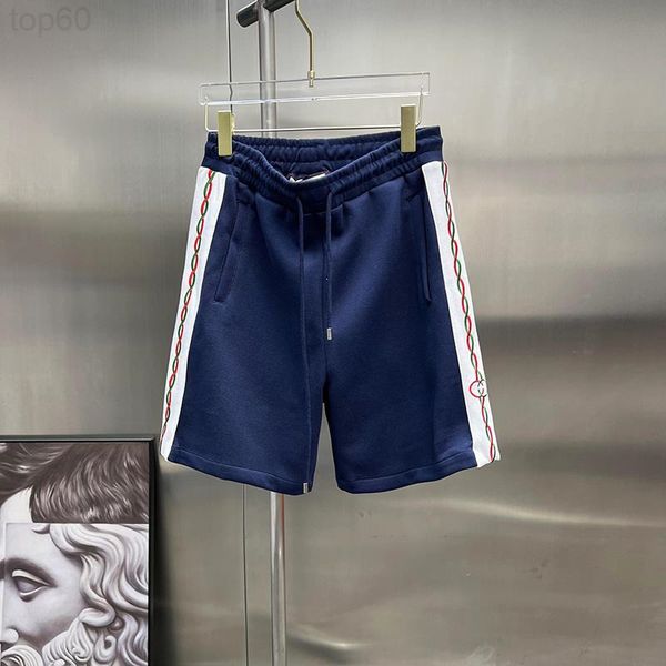 

men's pants designer chaopai 2022 summer new side ribbon letter embroidery shorts casual capris men's pure cotton agjn, Black