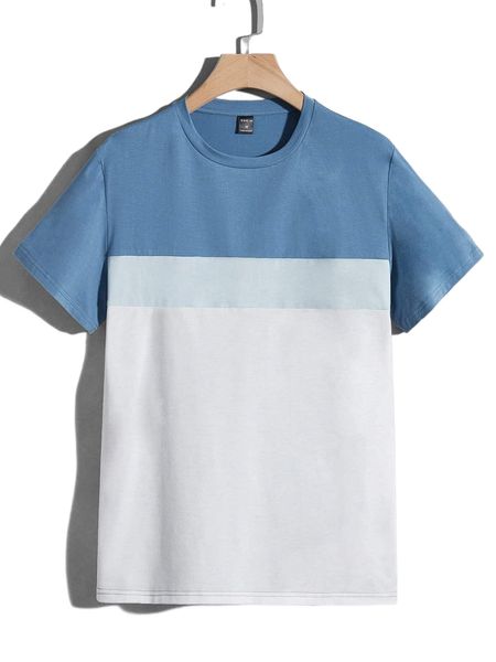 

men colorblock round neck tee r8ff#, White;black