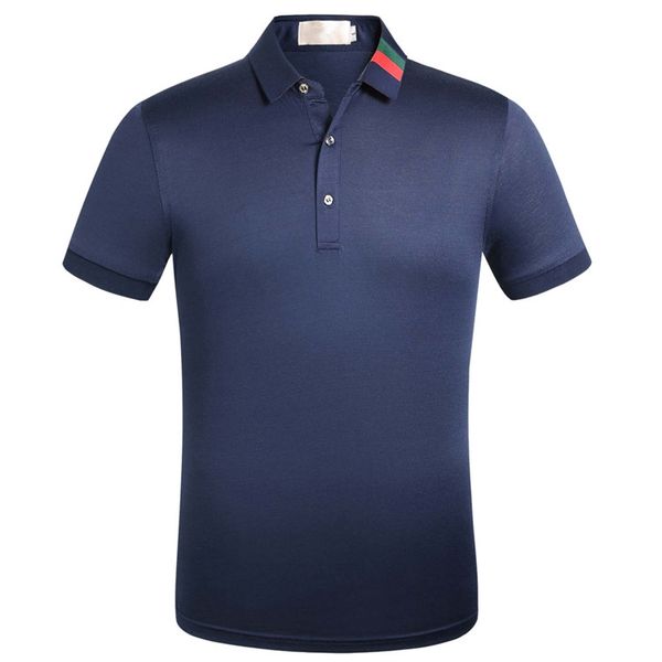 

fashion men's polos shirt men's lapel split pure cotton formal dress high-end letter printed t-shirt 002, White;black