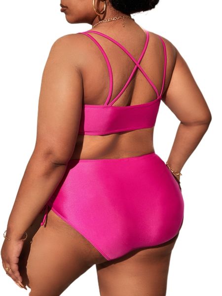 

plus criss cross bikini 78rb#, Black