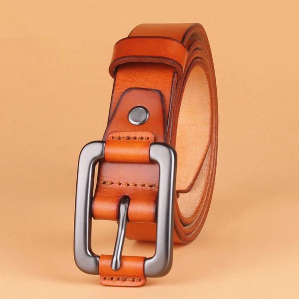 Gürtel Damen Echtes Leder Gürtel Lässig Einfache Jeans Candy Farbe Dornschließe Mode Orange Rock Hosen VintageBelts