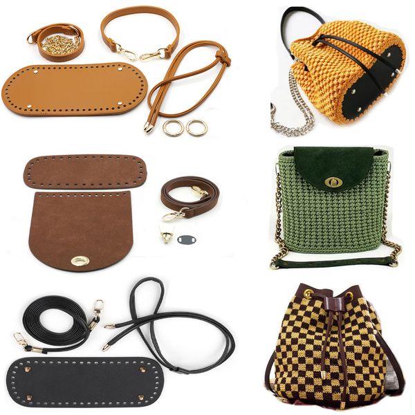 

kzfashion diy handmade backpack bag accessories with bags strap bottom drawstring bunches leather handles for women handbag #c 220622, Black