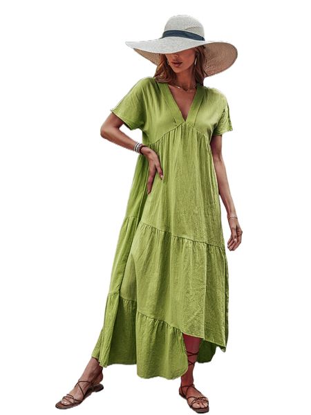 

dolman sleeve ruffle asymmetrical hem smock dress z5jc#, Black;gray