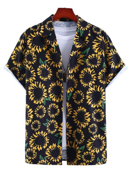 

men allover sunflower print shirt without tee o4ez#, White;black
