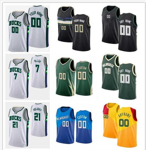 

75th custom men women youth milwaukee''bucks''giannis 34 antetokounmpo 7 grayson allen bobby 9 portis jr 21 holiday bobb, Black;red