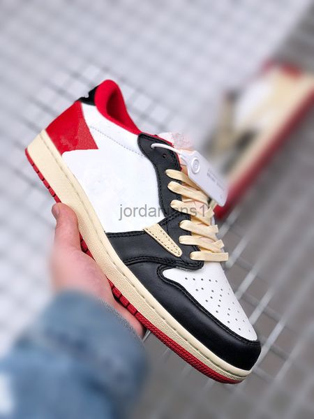 

brand shoes mens leisure fragments x jumpman 1s low sneakers black red sports shoe leather upper outdoor trainers ship